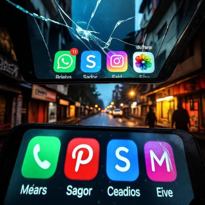 Cramped Delhi balcony at dusk, glowing apps on cracked screens.Cramped Delhi balcony at dusk, glowing apps on cracked screens. Cramped Delhi balcony at dusk, glowing apps on cracked screens.