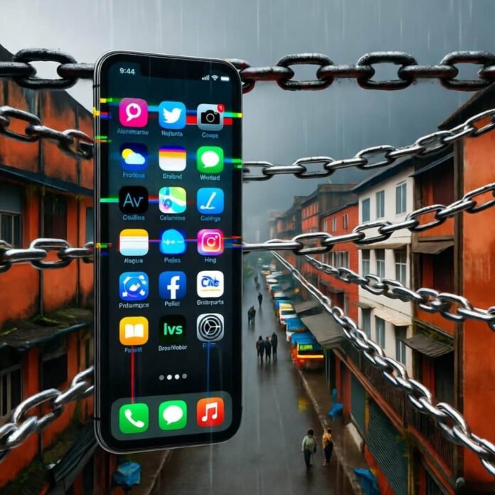 Glitchy app chains leak into Mumbai's chaotic, humid street view Glitchy app chains leak into Mumbai's chaotic, humid street view