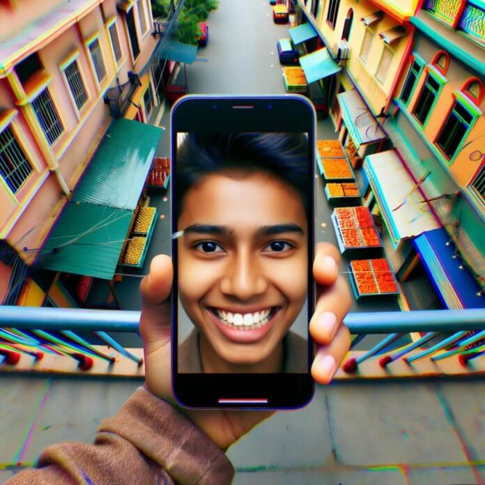 American geeking at phone volcano in Mumbai chaos American geeking at phone volcano in Mumbai chaos