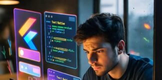 Flutter vs React Native: The Ultimate 2025 Comparison Flutter vs React Native clash, cat naps, rainy café.