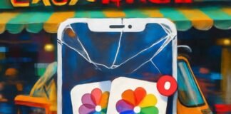 A/B Testing Tools for Apps: Which Ones Deliver Results? Cracked phone with app variants, chai-data, rickshaw blur.