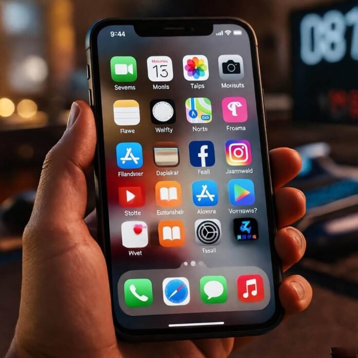 Glitching smartphone screen, stressed hand, vada pavs, neon clash. Glitching smartphone screen, stressed hand, vada pavs, neon clash.