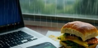 The Best Free Photo Editing Apps: A Detailed Comparison Featured Image: Monsoon desk chaos with glowing edit screen.