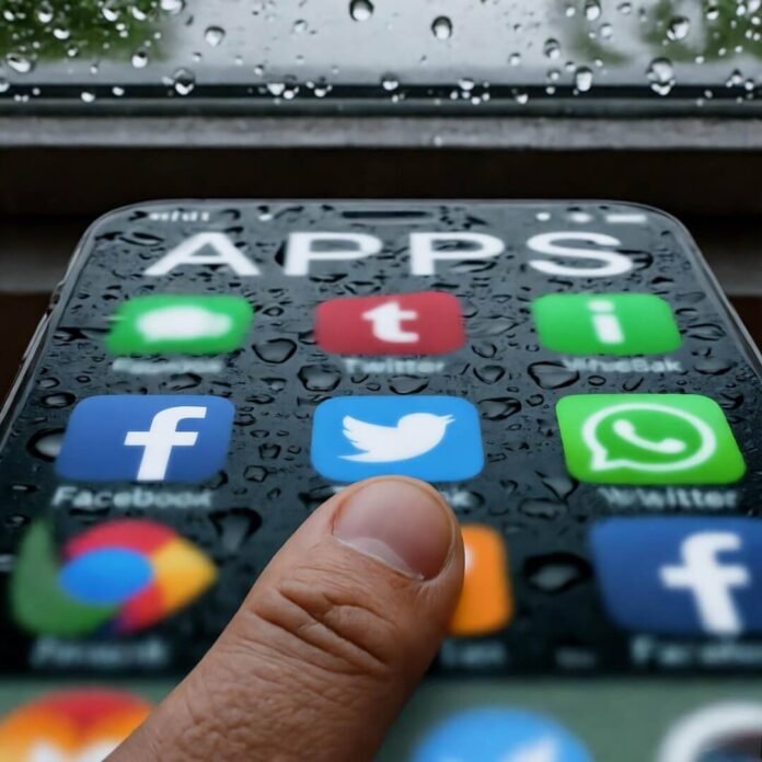 Rainy Seattle app chaos, thumb smashing screen. Rainy Seattle app chaos, thumb smashing screen.